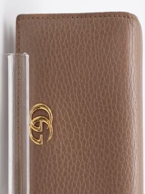 Gucci GG Marmont Beige Leather Double G Bifold Wallet